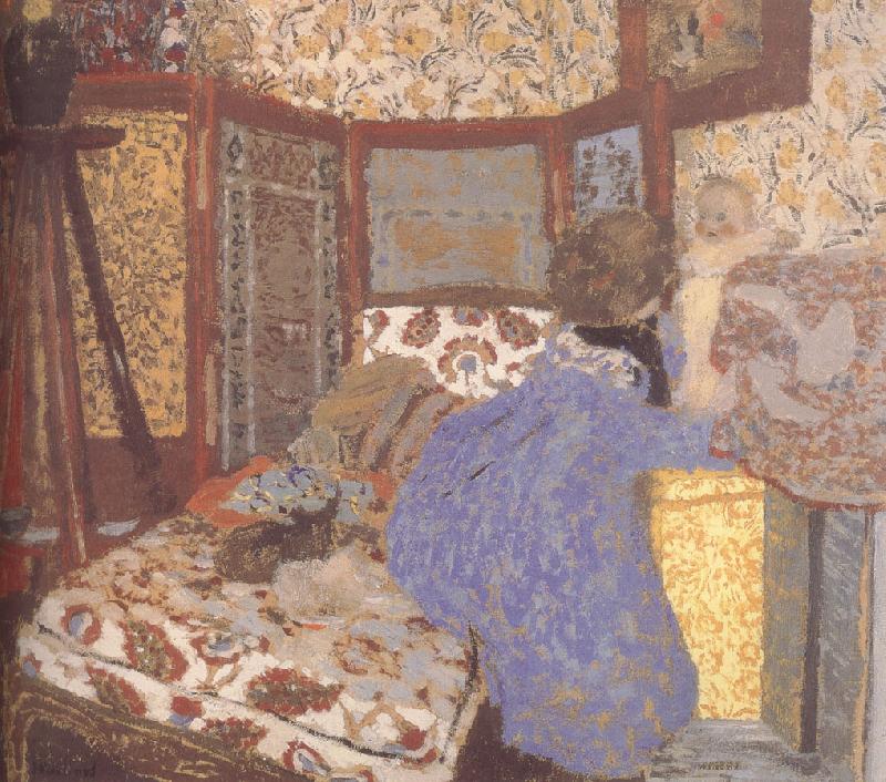 Edouard Vuillard Ms. wearing blue clothes and children china oil painting image